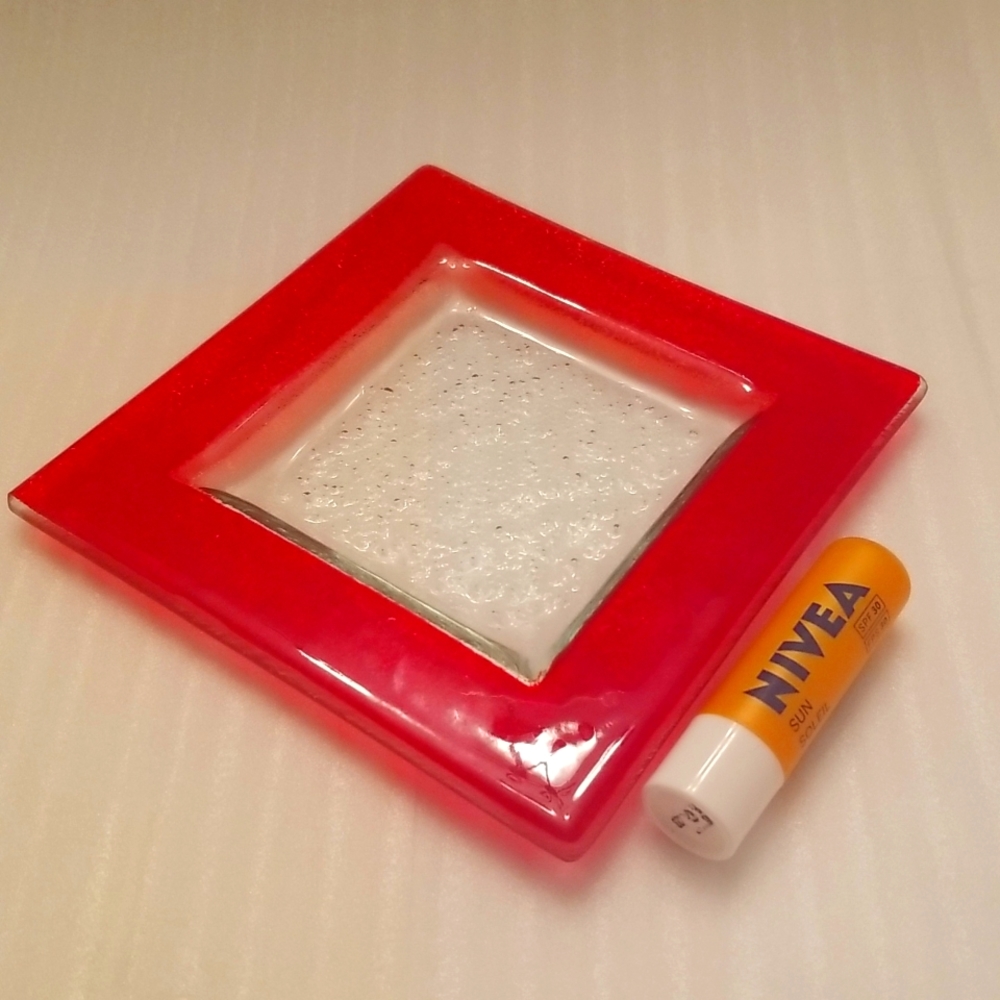 10/$10 Red Glass Candle Holder/Tray